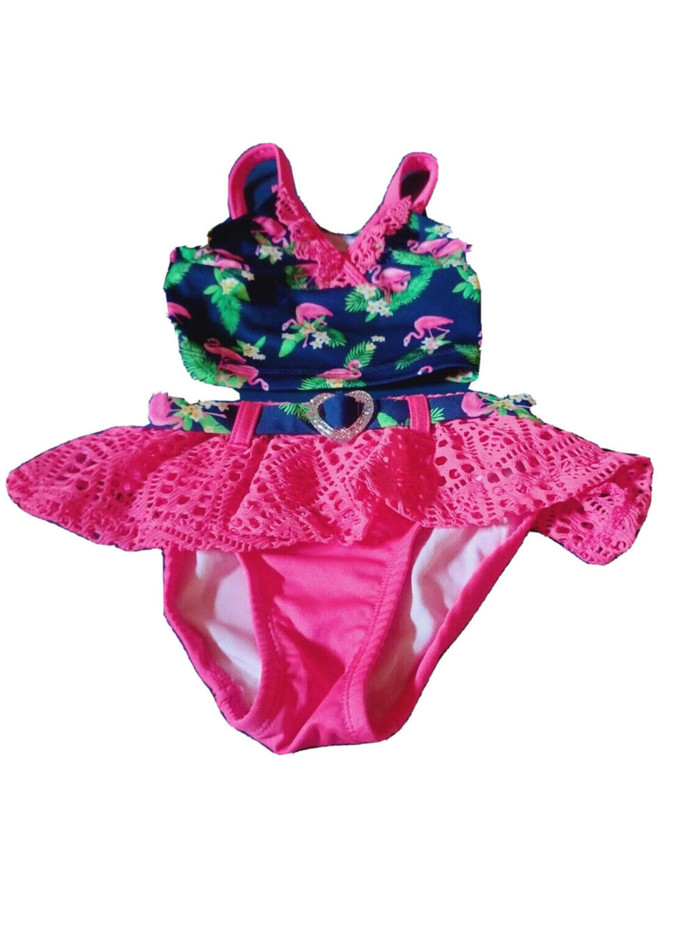 Toddler Girls Lemon Kiss Swimsuit Pink & Blue Flamingos